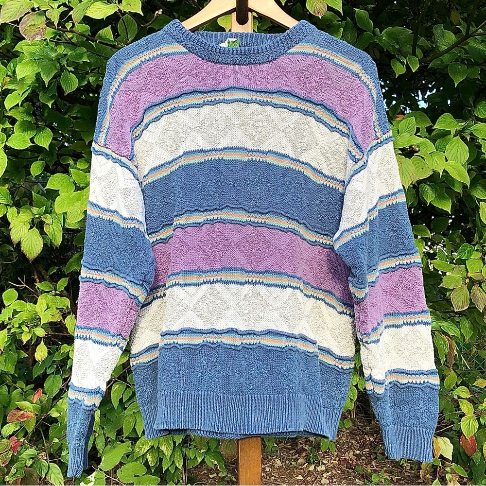 Cattivo Striped Textured Cable Knitted Sweater